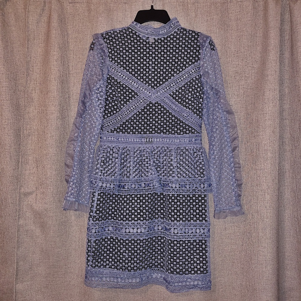 Aqua Long Sleeve Lace Dress
